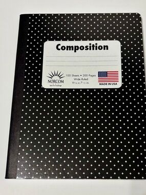NEW Norcom Black and White Patterned Wide Ruled Composition Notebook 100 Pages
